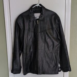 Vintage Wilsons Leather Black Lightweight Jacket with Stand-Up Collar+ Size S